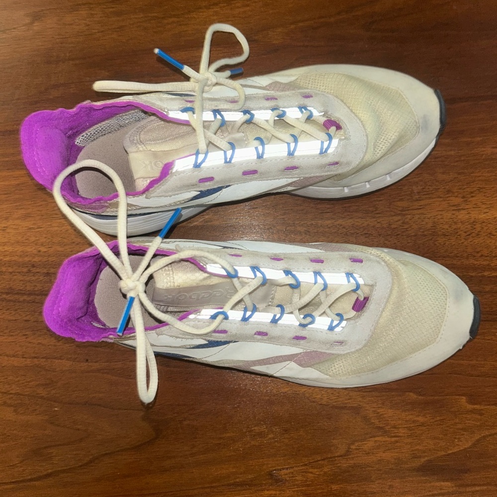 Reebok Cream and Purple Sneakers